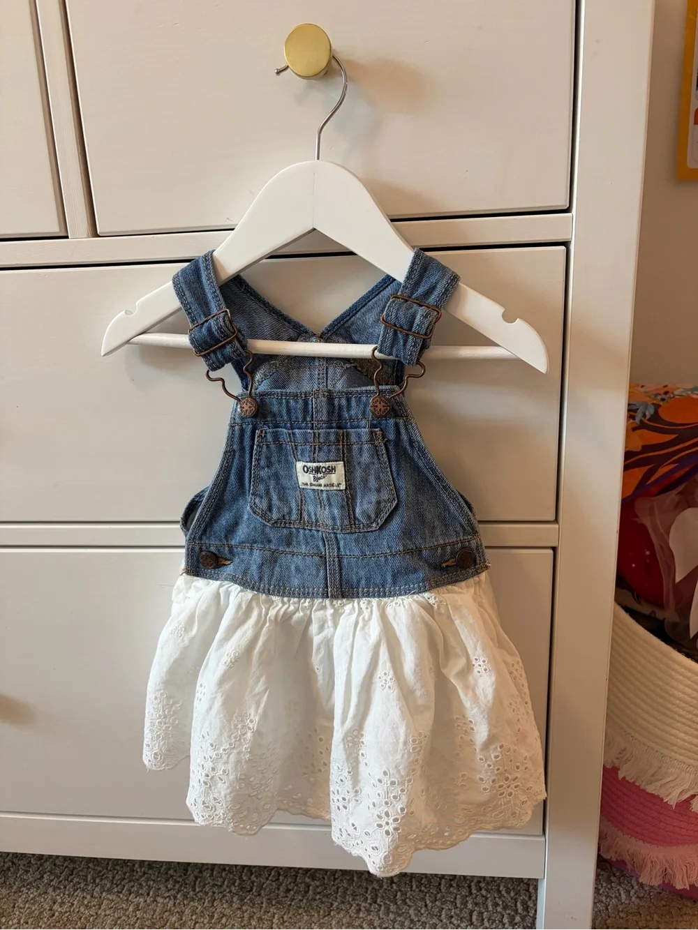 Oshkosh B’gosh Denim & White Eyelet Dress 6-9 Months